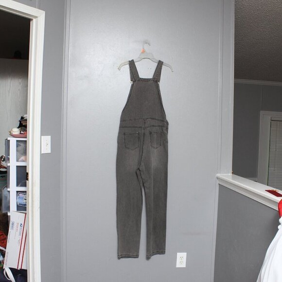 Pantalon gray flower print denim overalls - Picture 2 of 5